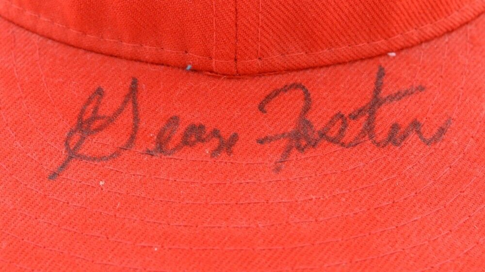 George Foster Signed Reds Logo Fitted Hat (MLB & Tristar) Big Red Machine Cap