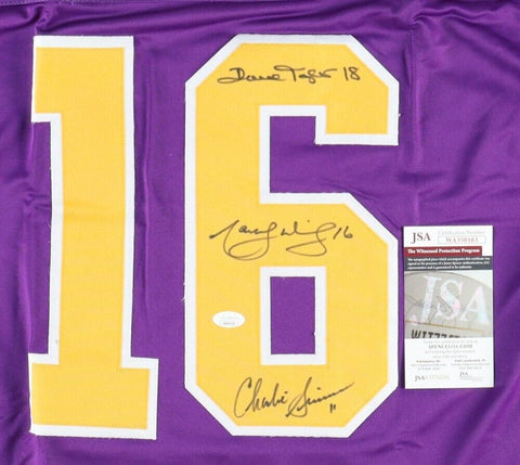 Charlie Simmer, Dave Taylor & Marcel Dionne Signed Los Angeles Kings Jersey JSA