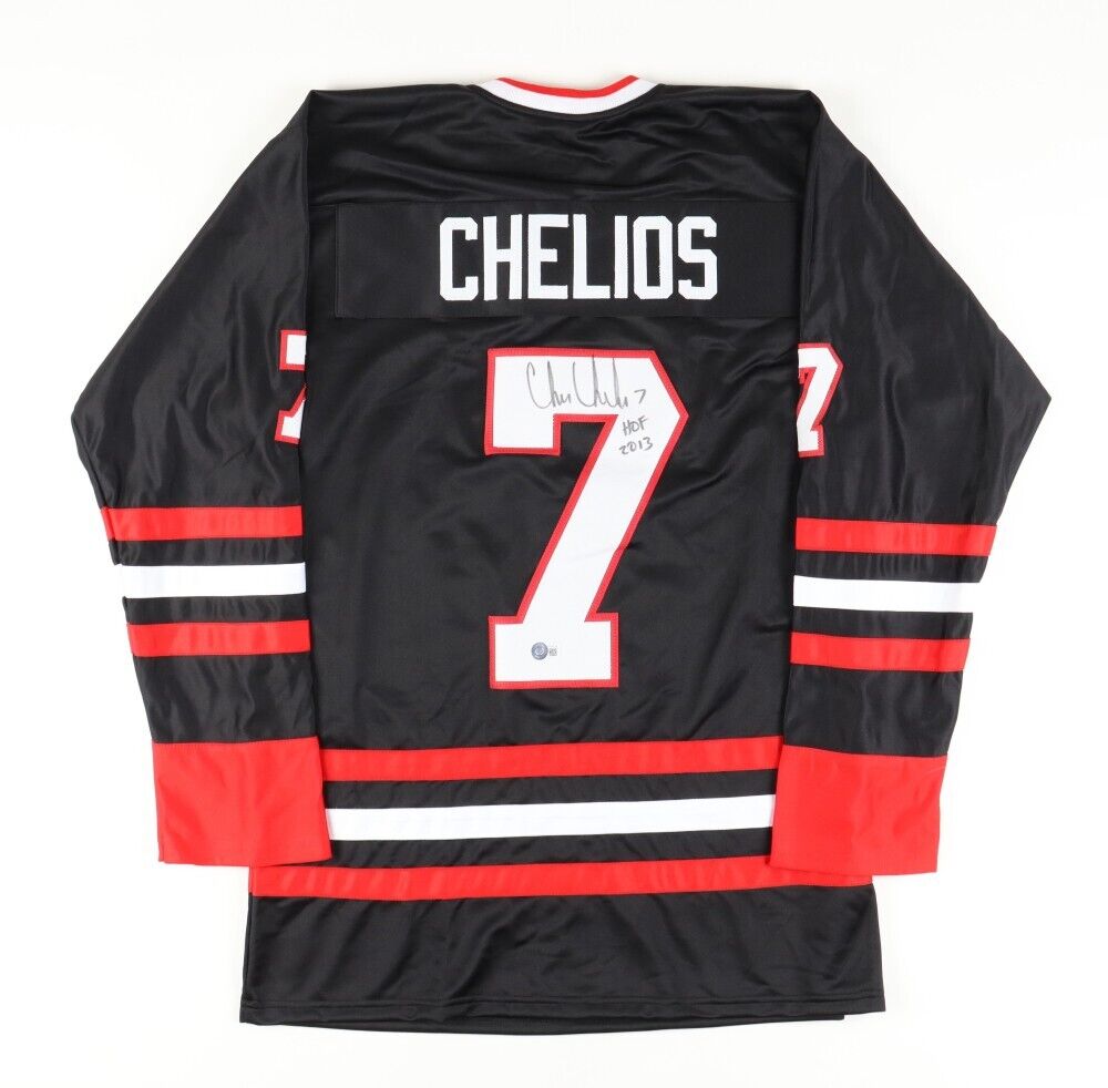 Chris Chelios Autographed and Framed Detroit Red Wings Jersey