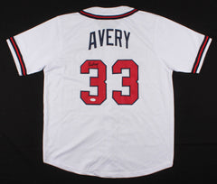 Steve Avery Signed Braves Jersey (JSA) #4 starter w/Maddux,Smotlz,& Glavine