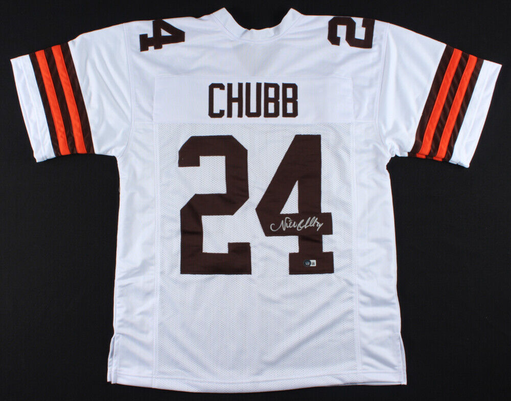 Nick Chubb Signed Cleveland Browns Jersey (Beckett Holo) 2nd Rd Draft Pick 2018