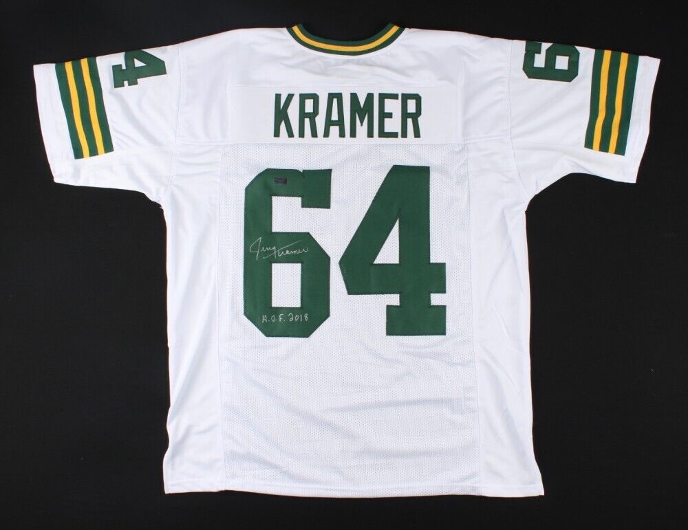 Jerry Kramer Signed Green Bay Packer Jersey Inscribed 'H.O.F. 2018' (R –