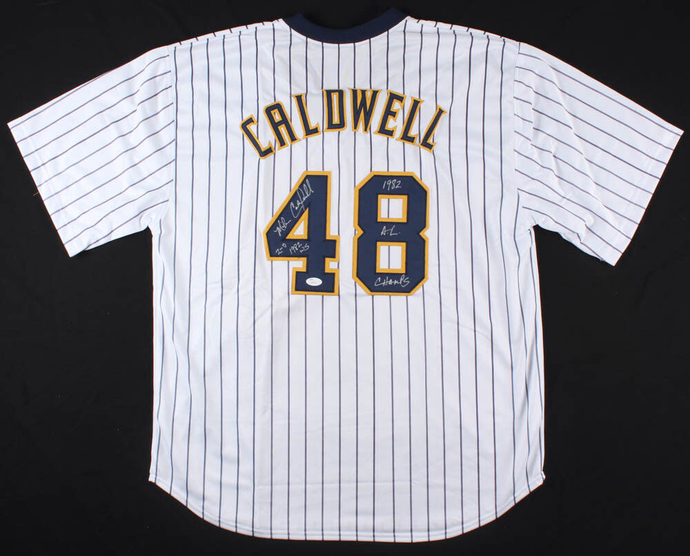Mike Caldwell Signed Milwaukee Brewers Jersey with Inscriptions (JSA C –