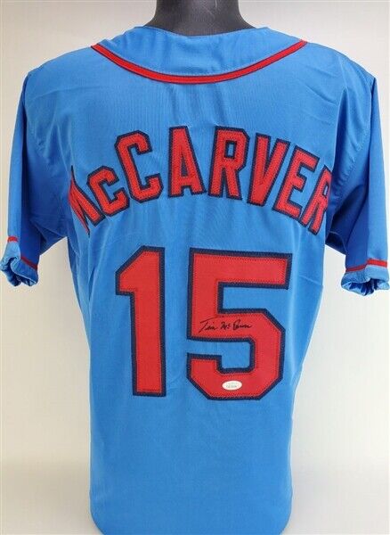 Tim McCarver Signed St Louis Blue Baseball Jersey (JSA) — RSA