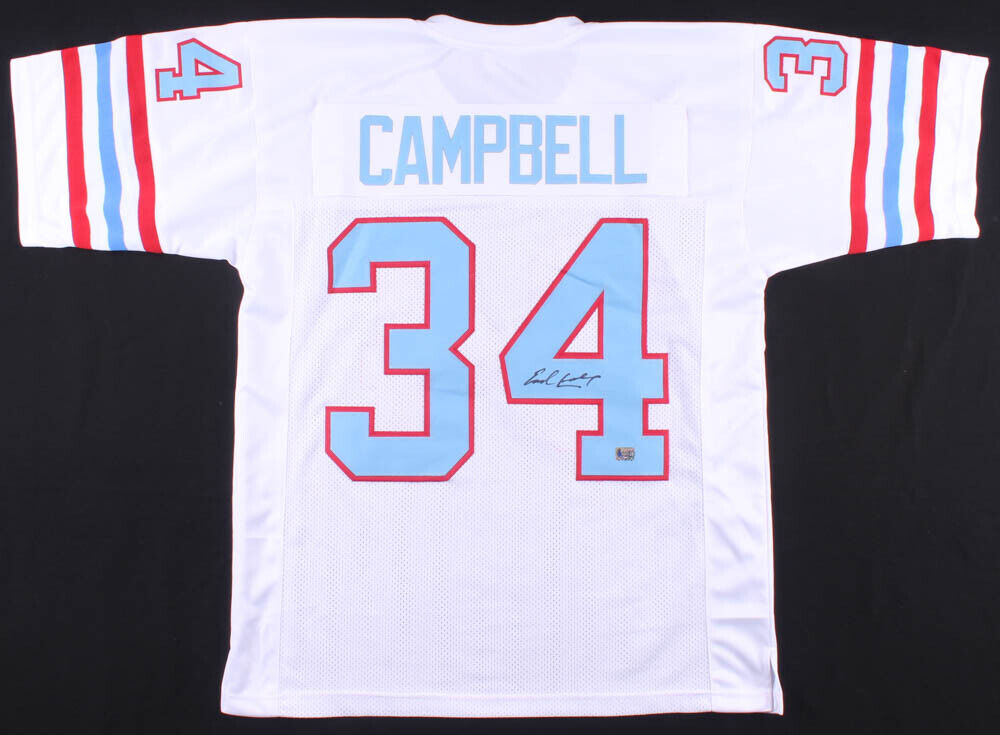  Earl Campbell Autographed White Oilers Jersey