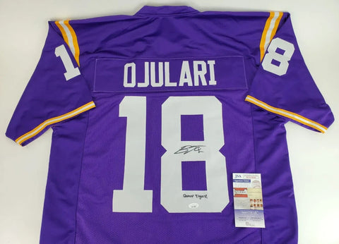 BJ Ojulari “Geaux Tigers” Signed LSU Tigers Purple Jersey (JSA COA) Cardinals LB