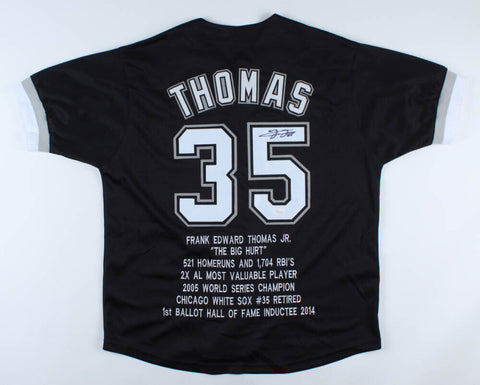 Frank Thomas Signed Chicago White Sox Career Highlight Stat Jersey (JSA COA) 1 B