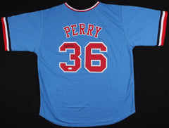 Gaylord Perry Signed Texas Rangers Blue Jersey (JSA COA) 2xCy Young Award Winner