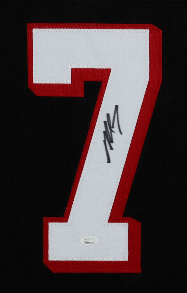 Michael Vick Signed Atlanta Falcons 35x43 Framed Jersey (JSA Holo) 4xP –