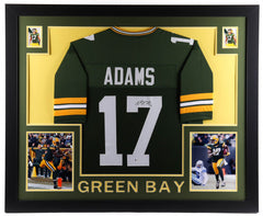 Davante Adams Signed Green Bay Packers 35x43 Custom Framed Jersey / Beckett COA