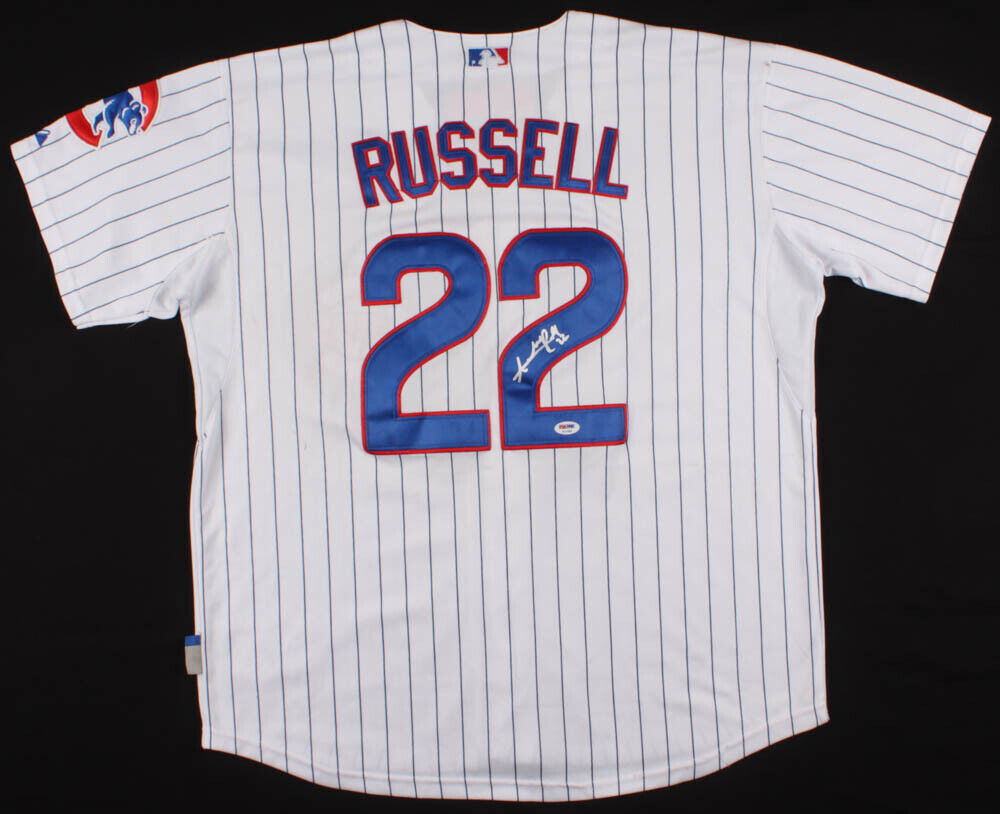 Addison Russell Signed Chicago Cubs Pinstriped Majestic MLB Jersey (PS –