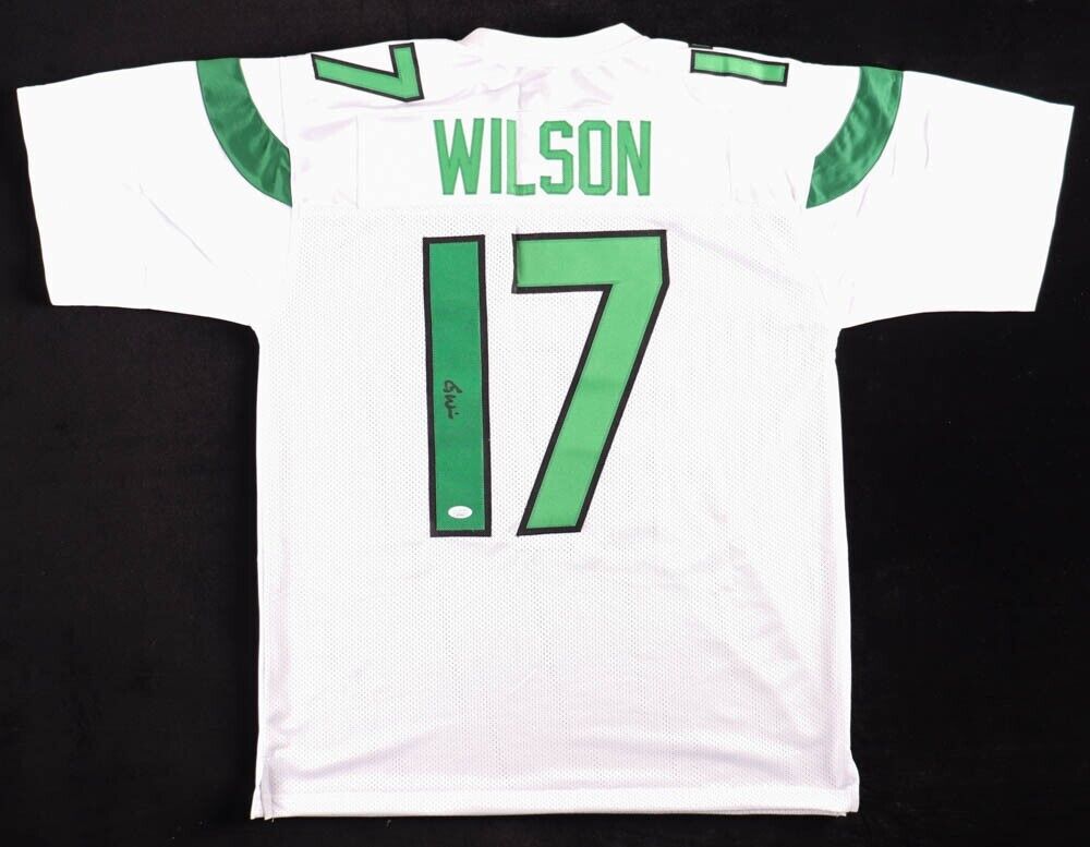 Garrett Wilson Signed New York Jet White Jersey (JSA) Ex-Ohio State Re –