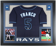 Framed Autographed/Signed Wander Franco 33x42 Tampa Bay Dark Blue