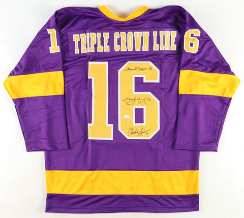 Charlie Simmer, Dave Taylor & Marcel Dionne Signed Los Angeles Kings Jersey JSA
