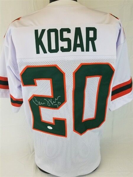 Bernie Kosar Signed Miami Hurricanes White Jersey (JSA COA) 1983 National Champs