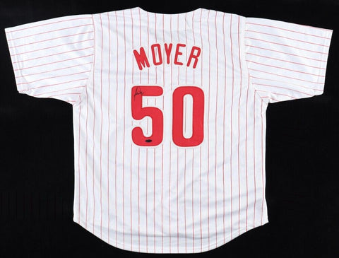Jamie Moyer Signed Philadelphia Phillies Pinstriped Jersey (Playball Ink Holo)