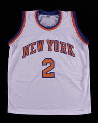 Larry Johnson Signed New York Knicks Jersey (PSA COA) 1991 #1 Overall Draft Pick