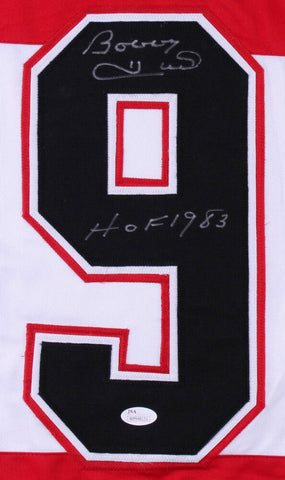 Bobby Hull Signed Chicago Blackhawks Throwback Jersey Insc. "HOF 1983" (JSA COA)