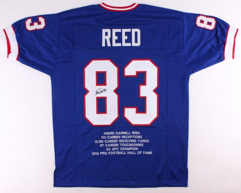 Andre Reed Signed Buffalo Bills Career Stat Jersey (MAB Hologram) 7×Pro Bowl W.R