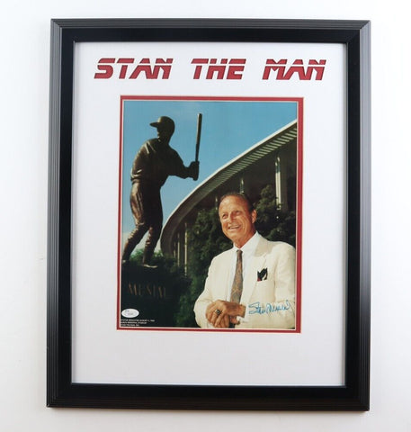Stan Musial Signed St Louis Cardinal Hall of Fame Card 14x18 Matted Display JSA