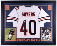 Gale Sayers Signed Bears 35" x 43" Custom Framed Jersey (JSA COA) 1965 NFL R.O.Y