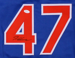 Tom Glavine Signed Mets Pinstipped Jersey (JSA COA) Won his 300th Game as a  Met