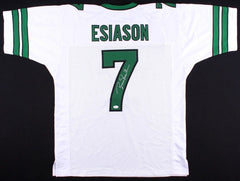 Boomer Esiason Signed New York Jets Green Jersey (JSA COA)4xPro Bowl Quarterback
