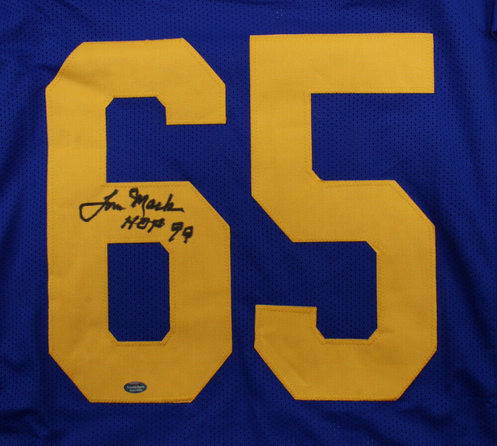 Tom Mack Signed Los Angeles Rams Jersey Inscribed "HOF 99" (Schwartz Sports COA)