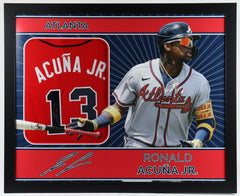 Ronald Acuna Jr. Signed 35x43  Framed Atlanta Braves Jersey (Beckett Hologram)