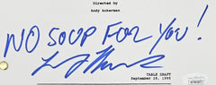 Larry Thomas Signed "Seinfeld: "The Soup Nazi" Full Episode Script (JSA COA)