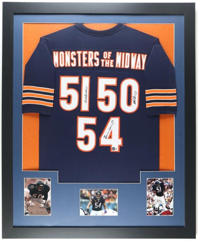 Chicago Bears Butkus, Singletary & Urlacher Sign "Monsters of the Midway" Jersey