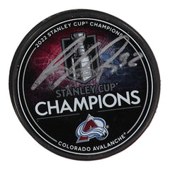 Gabriel Landeskog Signed 2022 Stanley Cup Champ Avalanche Logo Puck (Fanatics)