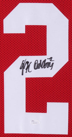 J. K. Dobbins Signed Ohio State Buckeyes 35x43 Custom Framed Jersey (JSA COA)