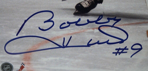 Bobby Hull Signed Chicago Blackhawks 8x10 Photo in 11x13 Plaque (JSA COA)