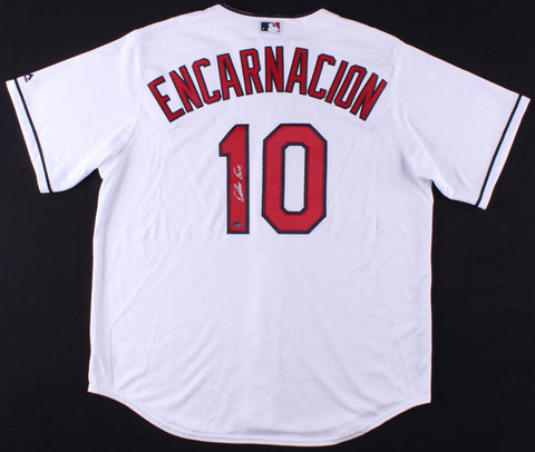 Edwin Encarnacion Signed Cleveland Indians Majestic MLB Jersey (Schwartz COA)