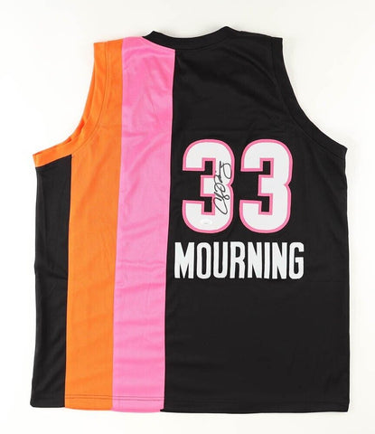 Alonzo Mourning Signed Miami Heat Jersey (JSA COA) #2 Overall ick 1992 NBA Draft