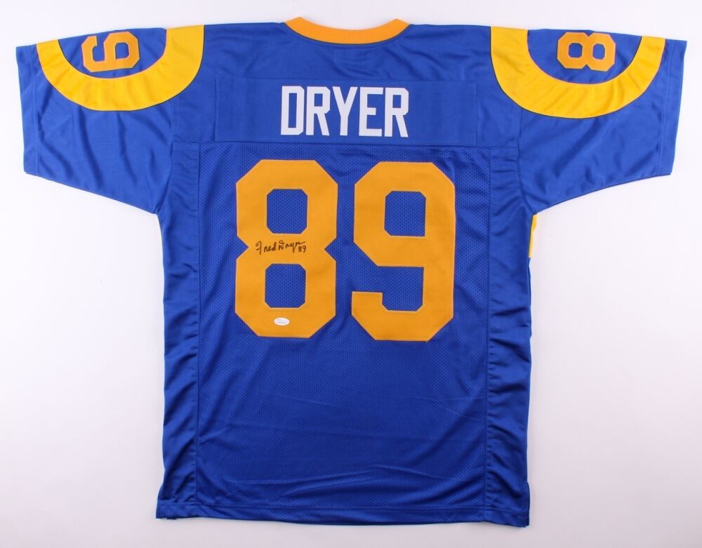 Fred Dryer Signed Rams Throwback Jersey (JSA COA) Los Angeles Rams D.E 1972–1981