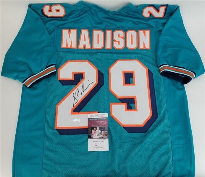 MIAMI DOLPHINS SAM MADISON SIGNED TEAL CUSTOM JERSEY W/JSA COA!!