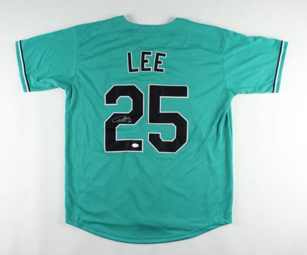 Derrek Lee Signed Florida Marlins Cooperstown Collection Style Jersey –