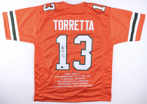 Gino Torretta Signed Miami Hurricanes Career Hilite Stat Jersey (Beckett Holo)