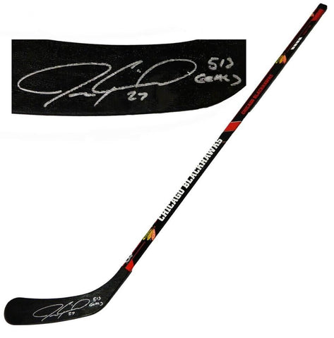 Jeremy Roenick Signed Chicago Blackhawks Hockey Stick Ins "513 Goals"(Schwartz)