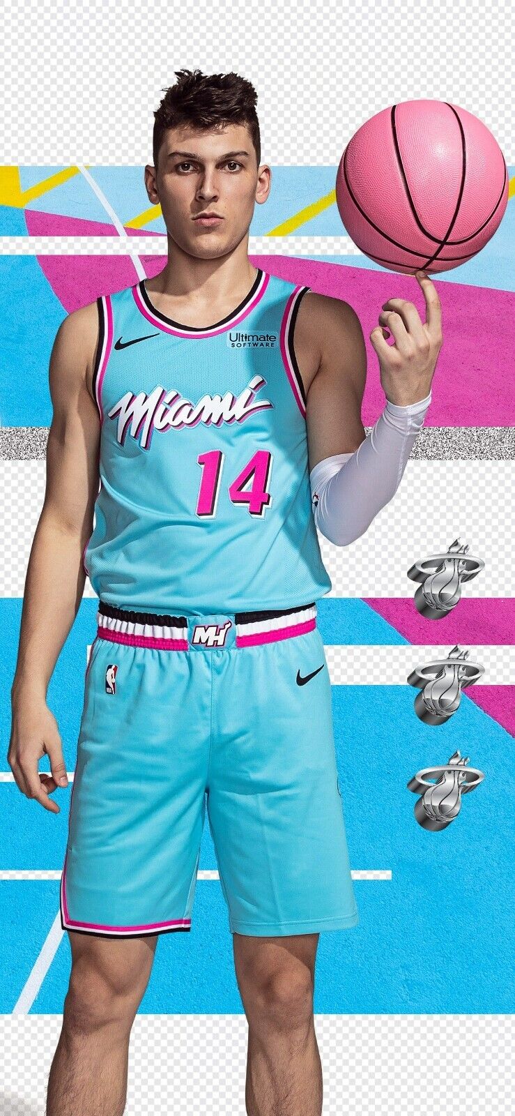 Autographed/Signed Tyler Herro Miami Blue Vice City Basketball