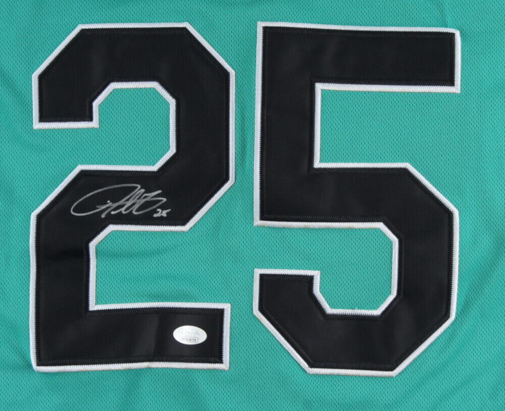 Derrek Lee Signed Florida Marlins Cooperstown Collection Style Jersey –