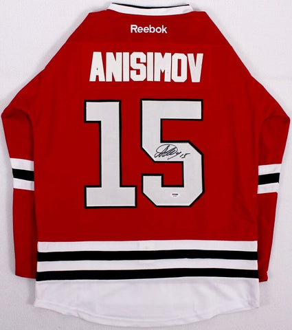 Artem Anisimov Signed Chicago Blackhawks Reebok style Jersey (PSA COA)