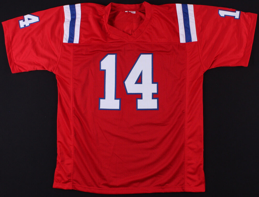 Autographed/Signed Steve Grogan New England Red Football Jersey JSA COA