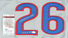 Billy Williams Signed Career Highlight Stat Jersey Inscribed H.O.F. '87  JSA COA