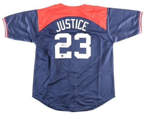 Dave Justice Signed Atlanta Braves Jersey (Beckett) 2xWorld Series Champion O.F.