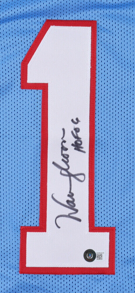 Houston Oilers Warren Moon Jersey Signed Autographed Beckett Blue HOF 06