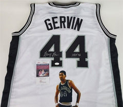 George Gervin Signed San Antonio Spur Photo Jersey "HOF 96" (JSA COA) The Iceman