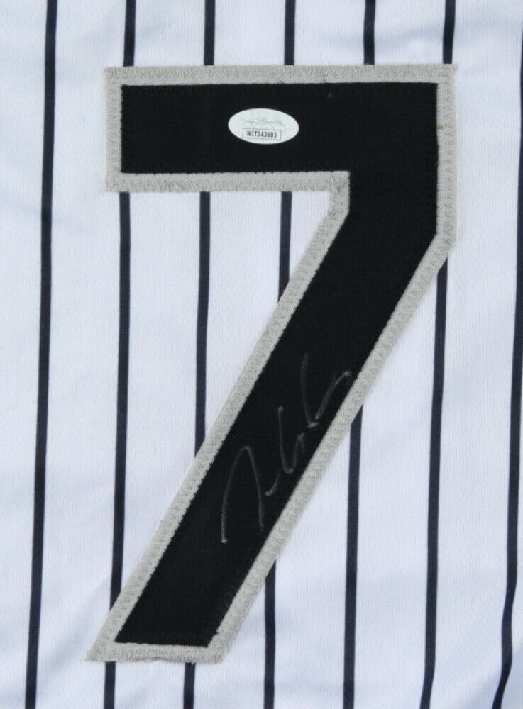 Tim Anderson Autographed and Framed Pinstriped White Sox Jersey Auto JSA  COA